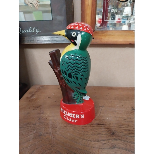 12 - Bulmers Cider Woodpecker plastic advertising model. {21 cm H x 9 cm W x 8 cm D}.