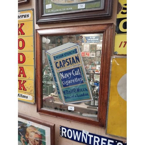 122 - Early 20th C. Capstan Navy Cut advertising mirror mounted in oak frame. {58 cm H x 46 cm W}.