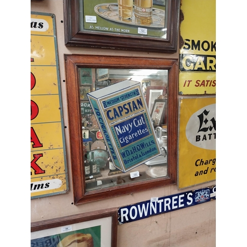 122 - Early 20th C. Capstan Navy Cut advertising mirror mounted in oak frame. {58 cm H x 46 cm W}.