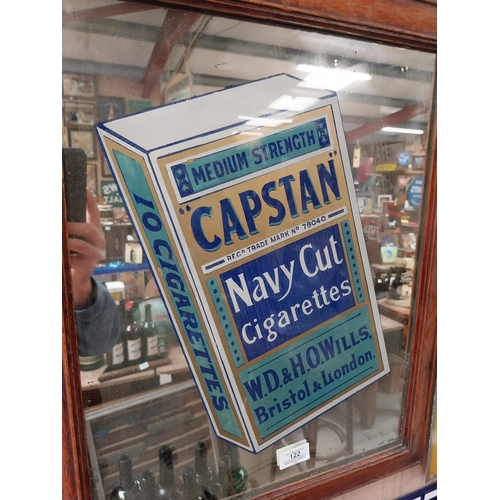 122 - Early 20th C. Capstan Navy Cut advertising mirror mounted in oak frame. {58 cm H x 46 cm W}.