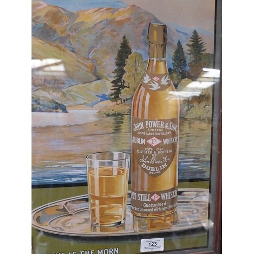 123 - Powers Whiskey As Mellow as the Morn framed showcard. {57 cm H x 44 cm W}.