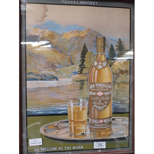 123 - Powers Whiskey As Mellow as the Morn framed showcard. {57 cm H x 44 cm W}.