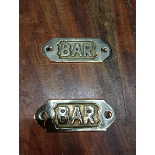 1230 - Pair of brass bar signs {H 4cm x W 10cm }. - NOT AVAILABLE TO VIEW IN PERSON