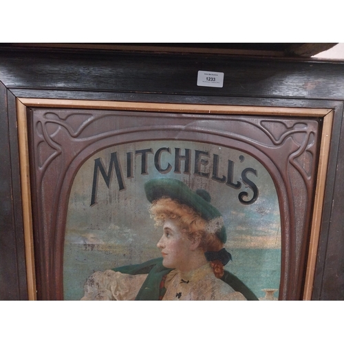 1233 - Rare Mitchell's Prize Crop Cigarettes embossed tin plate framed advertising sign {77 cm H x 61 cm W}... 