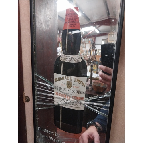 1234 - Buchanan's Red Seal Whiskey pictorial advertising mirror mounted in wooden frame with damage. {67 cm... 