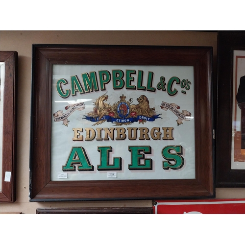 124 - Campbell and Co's Ales Edinburgh framed advertising print. {61 cm H x 76 cm W}