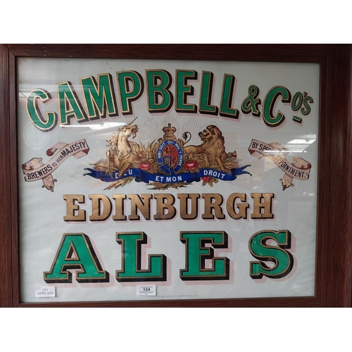 124 - Campbell and Co's Ales Edinburgh framed advertising print. {61 cm H x 76 cm W}