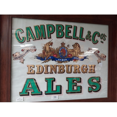 124 - Campbell and Co's Ales Edinburgh framed advertising print. {61 cm H x 76 cm W}