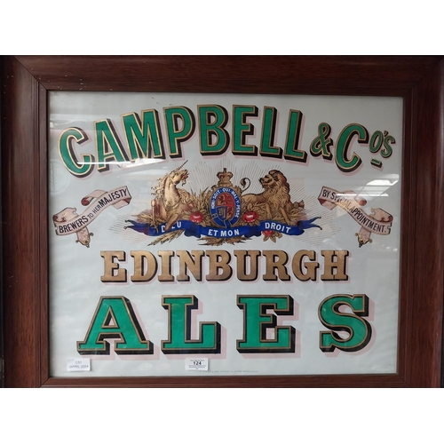 124 - Campbell and Co's Ales Edinburgh framed advertising print. {61 cm H x 76 cm W}