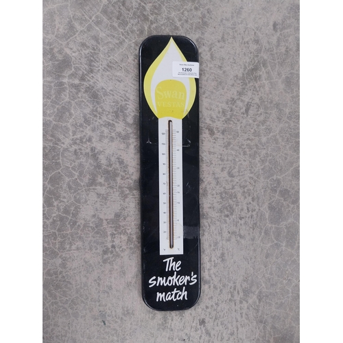 1260 - Swann Vesta enamel Smokers Friend Thermometer. {38 cm H x 9 cm Diam}