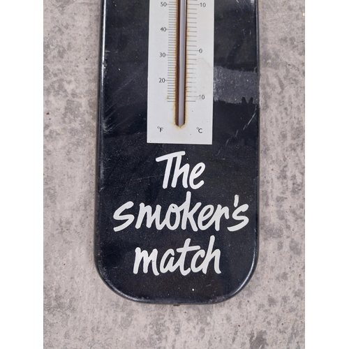 1260 - Swann Vesta enamel Smokers Friend Thermometer. {38 cm H x 9 cm Diam}