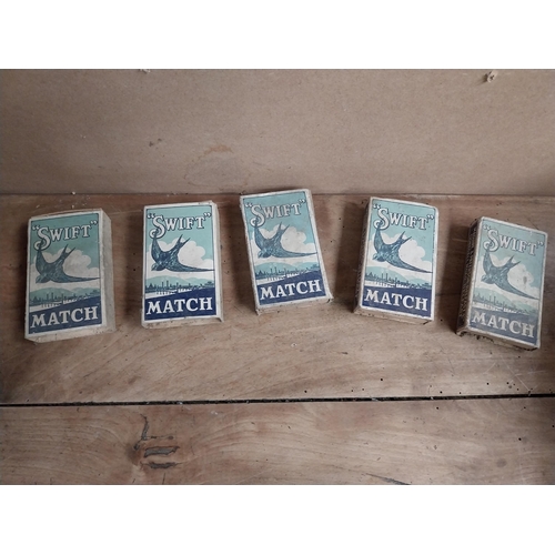 1266 - Five boxes of Swift Matches {11 cm H x 6 cm W x 2 cm D} and Six Player's No 6 notebooks {7 cm H}.