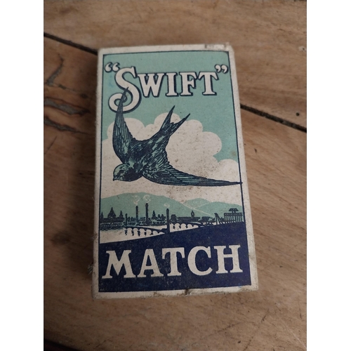 1266 - Five boxes of Swift Matches {11 cm H x 6 cm W x 2 cm D} and Six Player's No 6 notebooks {7 cm H}.