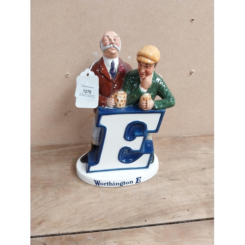 1270 - Worthington's Ale E ceramic Beswick advertising figural group. {24 cm H x 15 cm W x 5 cm D}.