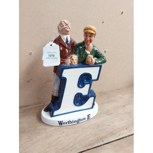 1270 - Worthington's Ale E ceramic Beswick advertising figural group. {24 cm H x 15 cm W x 5 cm D}.