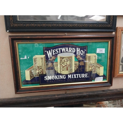 1279 - Westward Ho framed showcard. {23 cm H x 14 cm W}.