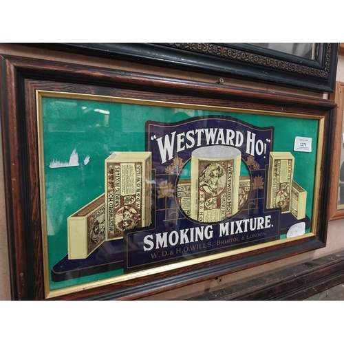 1279 - Westward Ho framed showcard. {23 cm H x 14 cm W}.