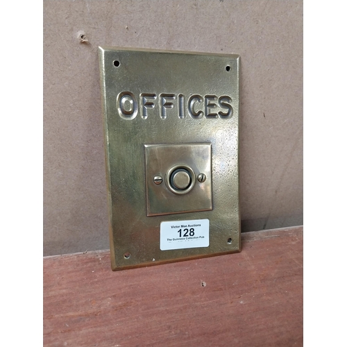 128 - Brass Office door bell. {16 cm H x 10 cm W}.