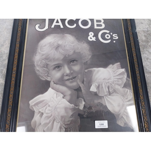 1280 - Jacob and Co's Biscuits Black and White print in original Jacob's  frame. {57 cm H x 45 cm W}.