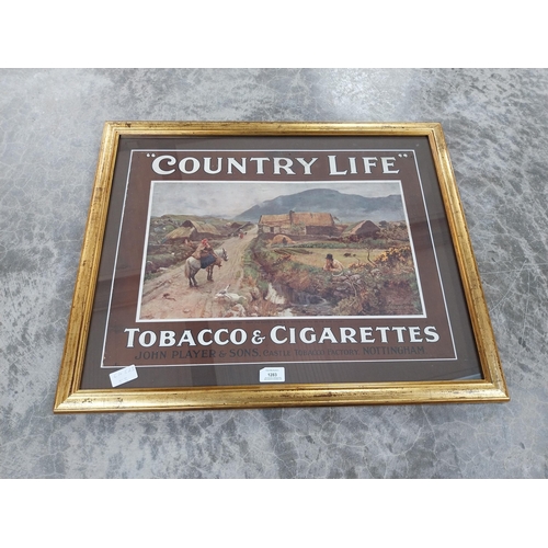 1283 - Player's Country Life Tobacco and Cigarettes framed showcard. {55 cm H x 67 cm W}.