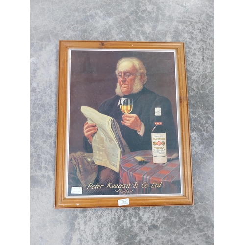 1284 - Peter Keegan and Co Ltd Belfast Finest No 1 Whiskey framed print. {62 cm H x 48 cm W}.