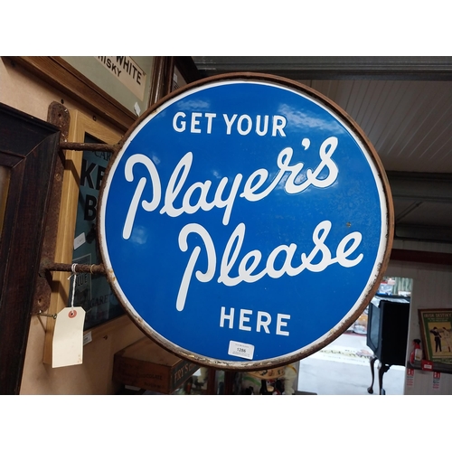 1286 - Get Your Player's Please Here double sided enamel advertising sign with bracket. {46 cm H x 58 cm W}... 