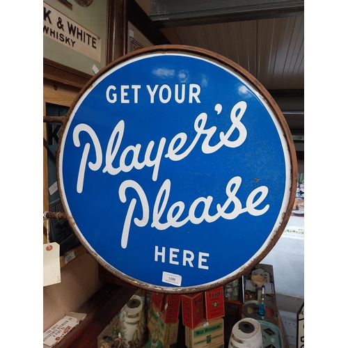 1286 - Get Your Player's Please Here double sided enamel advertising sign with bracket. {46 cm H x 58 cm W}... 