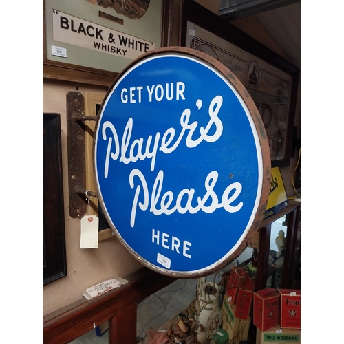 1286 - Get Your Player's Please Here double sided enamel advertising sign with bracket. {46 cm H x 58 cm W}... 