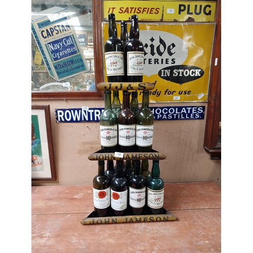 129 - Very rare early 20th C. John Jameson three tier metal bottle pub display stand. {90 cm H x 45 cm W x... 