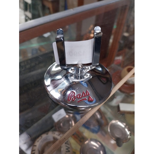 1290 - Chrome Bass menu holder. {5 cm H x 6 cm Dia}.