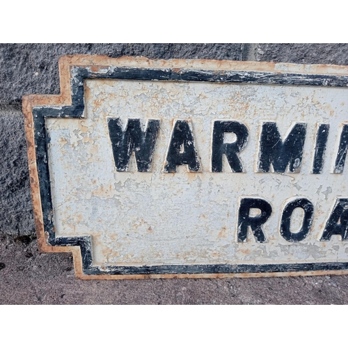 1290A - Warmington Road cast iron street sign  {H 33cm x W 86cm }. - NOT AVAILABLE TO VIEW IN PERSON