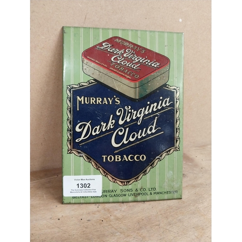 1302 - Murrays Dark Virginia Tobacco tinplate sign. {18 cm H x 13 cm D}