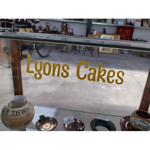 1304 - 1950's Lyon's Cakes chrome and glass counter display cabinet. {70 cm H x 53 cm W x 33 cm D}.