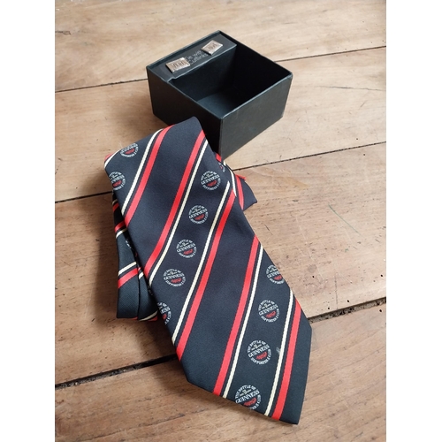 1306 - Guinness Cuff links set and Guinness Tie in presentation box. {6 cm H x 10 cm W x 10 cm D}