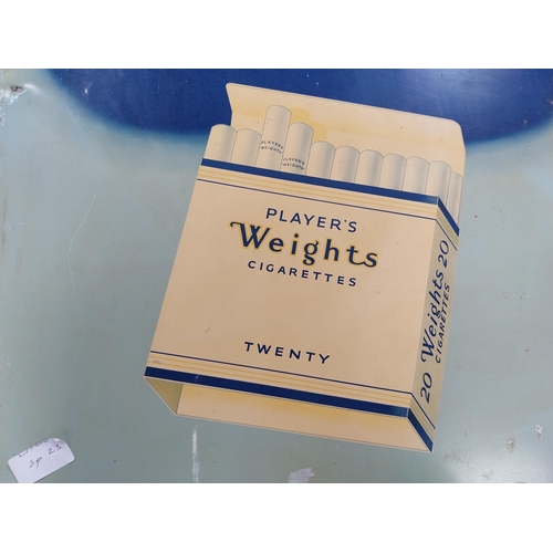 1309 - Player's Weights Cigarettes tin plate advertising sign. {74 cm H x 50 cm W}.