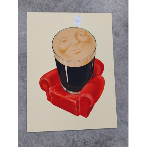 1310 - Take Home Guinness Smiling Pint in Armchair advertising campaign poster.  Mounted on Board {60 cm H ... 