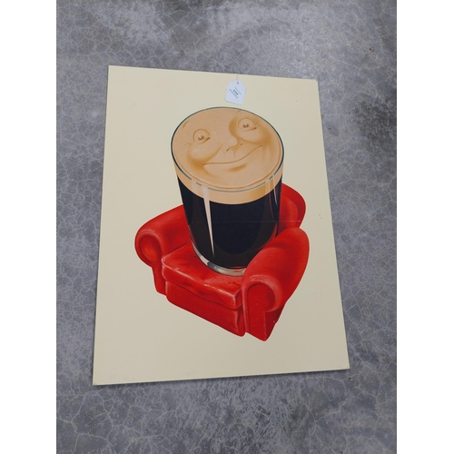 1310 - Take Home Guinness Smiling Pint in Armchair advertising campaign poster.  Mounted on Board {60 cm H ... 