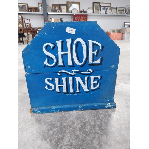 1312 - Wooden painted Shoe Shine Box 2d {42 cm H x 45 cm W x 33 cm D}.