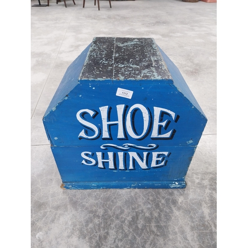 1312 - Wooden painted Shoe Shine Box 2d {42 cm H x 45 cm W x 33 cm D}.