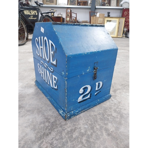 1312 - Wooden painted Shoe Shine Box 2d {42 cm H x 45 cm W x 33 cm D}.