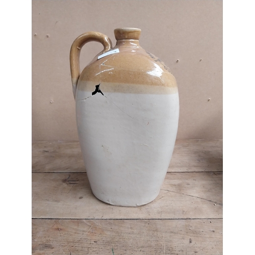 1314 - 19th C. Stoneware flagon Francis Faulkner Wine and Spirit Merchant Dublin and London with damage. {3... 