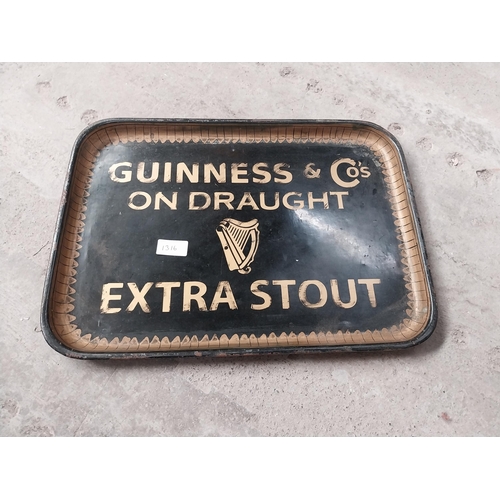 1316 - Guiness Draught Extra Stout tinplate advertising drinks tray. {37 cm H x 34 cm W}.