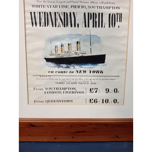 1320A - White Star Line poster framed advertising print {H 58cm x W 44cm }. - NOT AVAILABLE TO VIEW IN PERSO... 