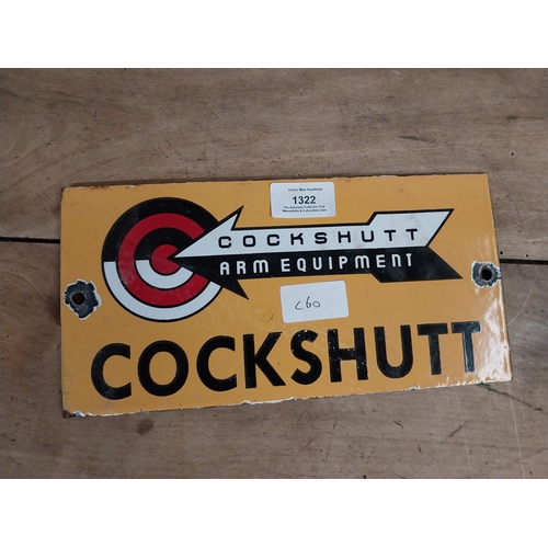 1322 - Cockshutt Arm Equipment enamel advertising sign. {13 cm H x 25 cm W}.