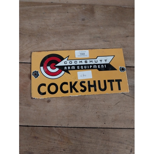 1322 - Cockshutt Arm Equipment enamel advertising sign. {13 cm H x 25 cm W}.