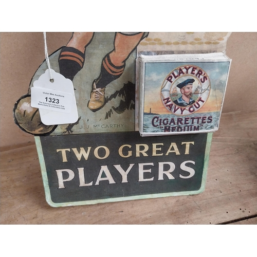 1323 - Rare Two Great Players J J McCarthy Player's Navy Cut Cigarettes cardboard showcard. {37 cm H x 22 c... 