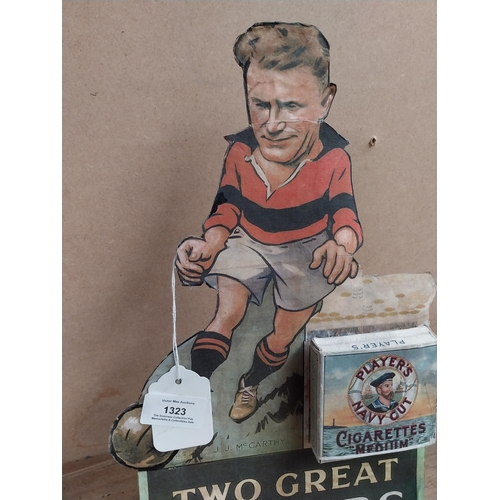 1323 - Rare Two Great Players J J McCarthy Player's Navy Cut Cigarettes cardboard showcard. {37 cm H x 22 c... 