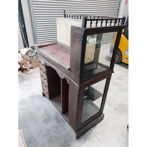 1327 - 19th C. ebonised mahogany shop cabinet and shop tellers slope with leather insert. {116 cm H x 117 c... 