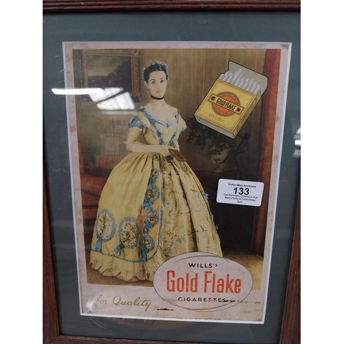 133 - Framed Will's Gold Flake showcard. {39 cm H x 31 cm D].