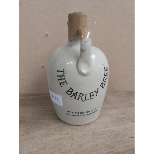 1333 - The Barley  Bree stoneware advertising flagon. {18 cm H x 11 cm Dia.}